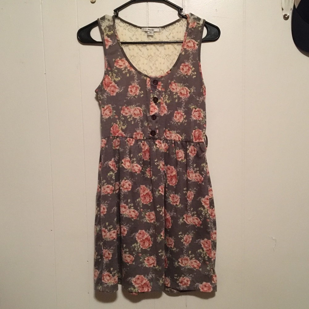 Papaya floral dress with buttons and lace, medium